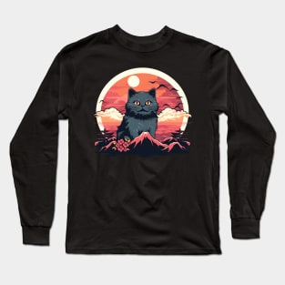 Giant cat sunset background Long Sleeve T-Shirt